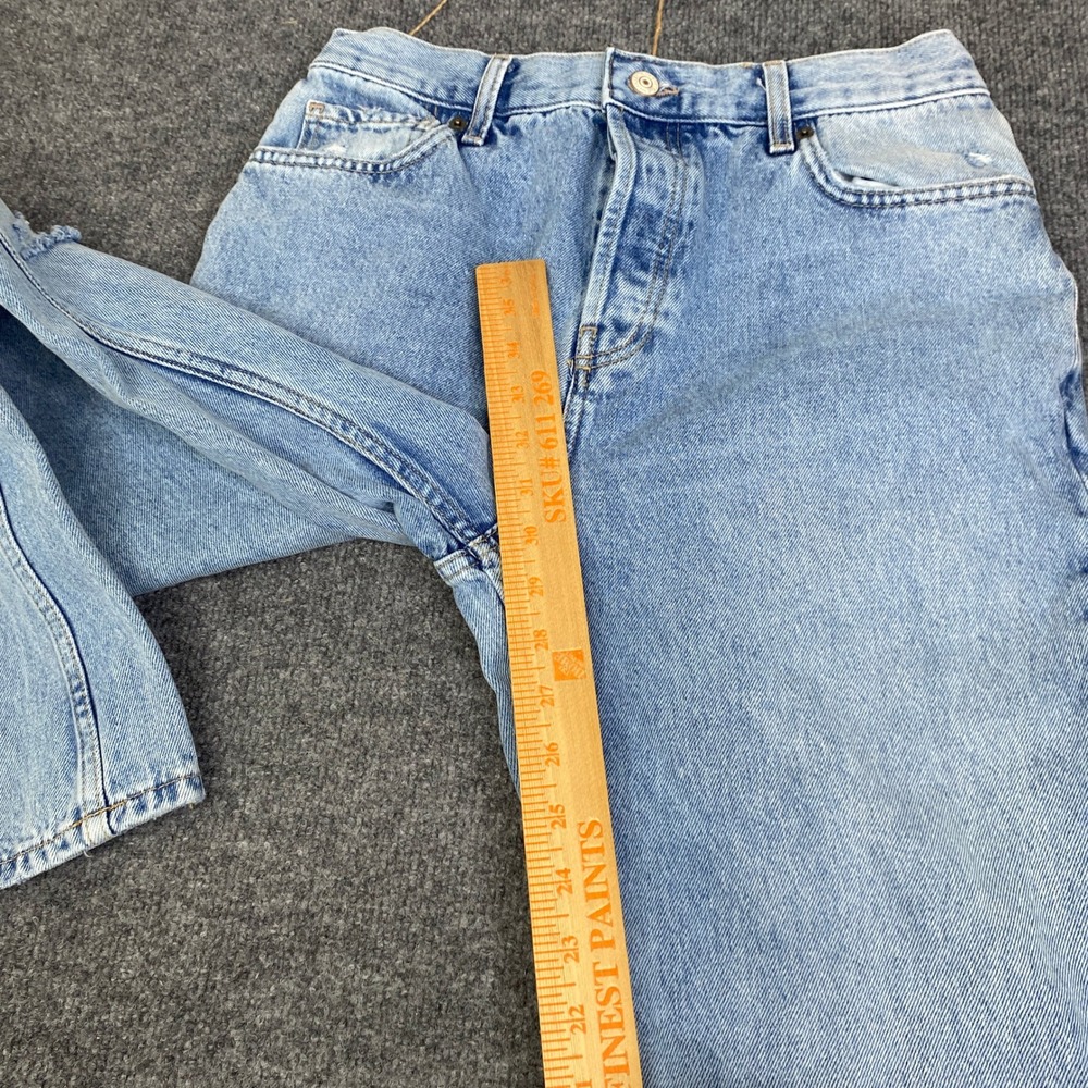 We The Free Free People Distressed Wide Leg Jeans Light Wash Button Fly Size 29 - Picture 7 of 9